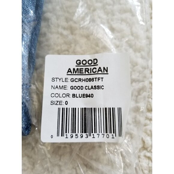 Good American Good Classic Skinnyish Fit Raw Hem Blue Hi-Rise Jeans Sz 0/25 - Picture 8 of 10